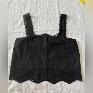 Joie Black Eyelet Lace Blouse